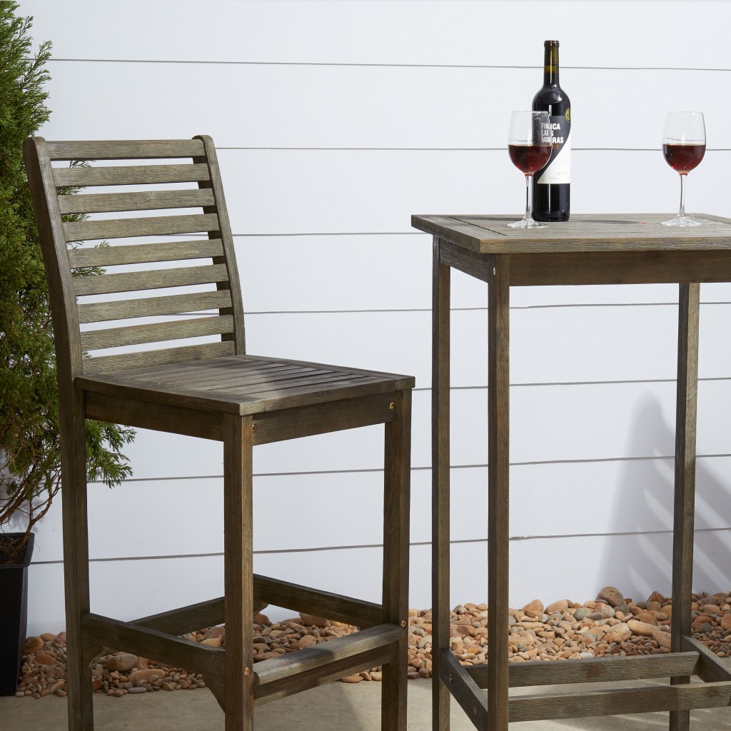 Distressed Grey Square Bar Table