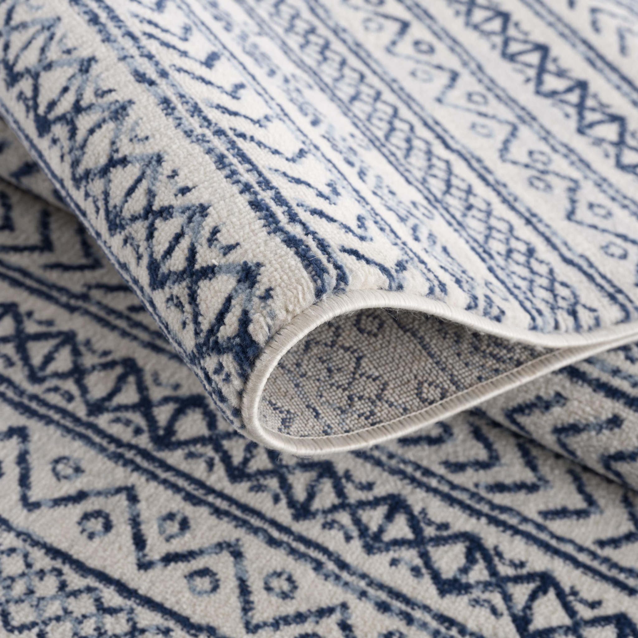 2" X 10" Navy Blue Decorative Stripes Runner Rug