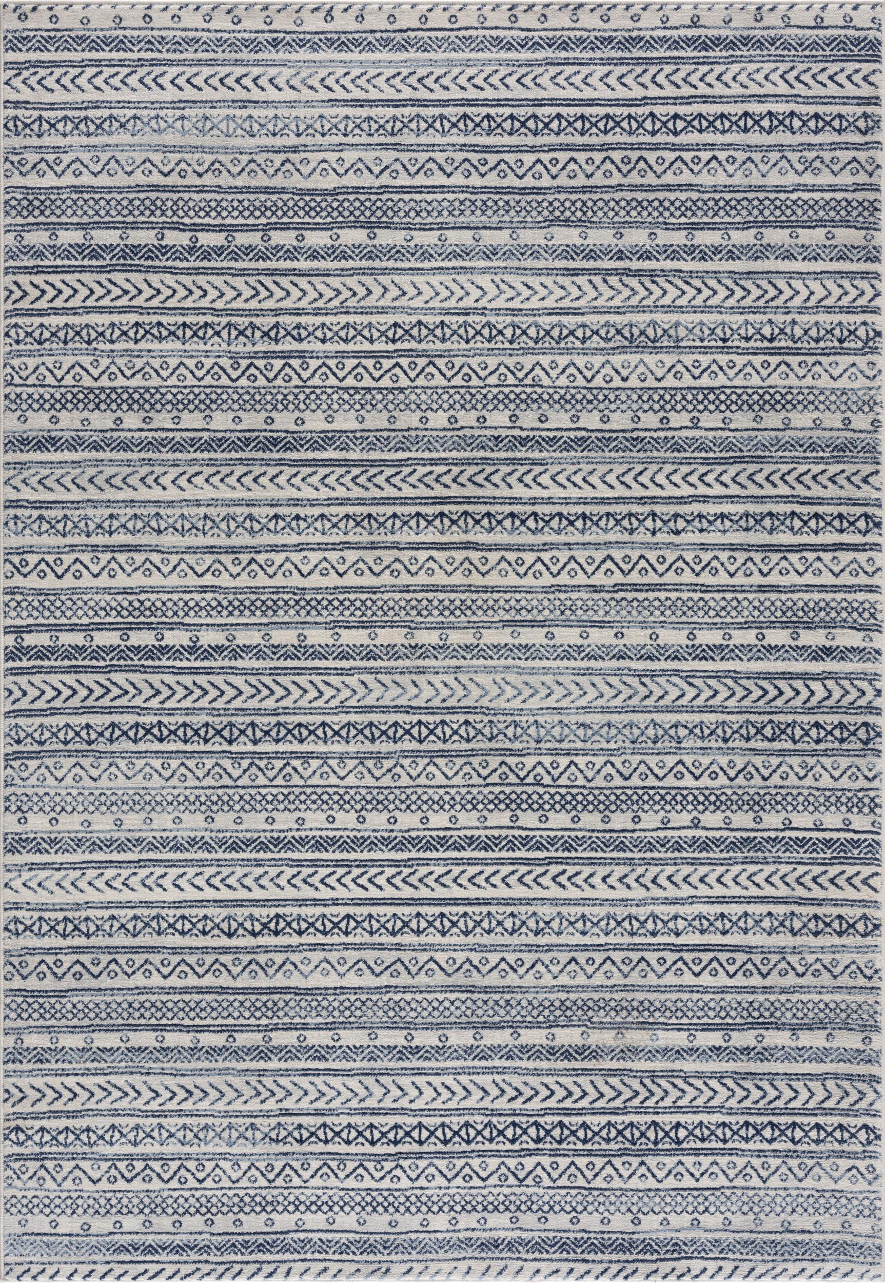 2" X 4" Navy Blue Decorative Stripes Area Rug