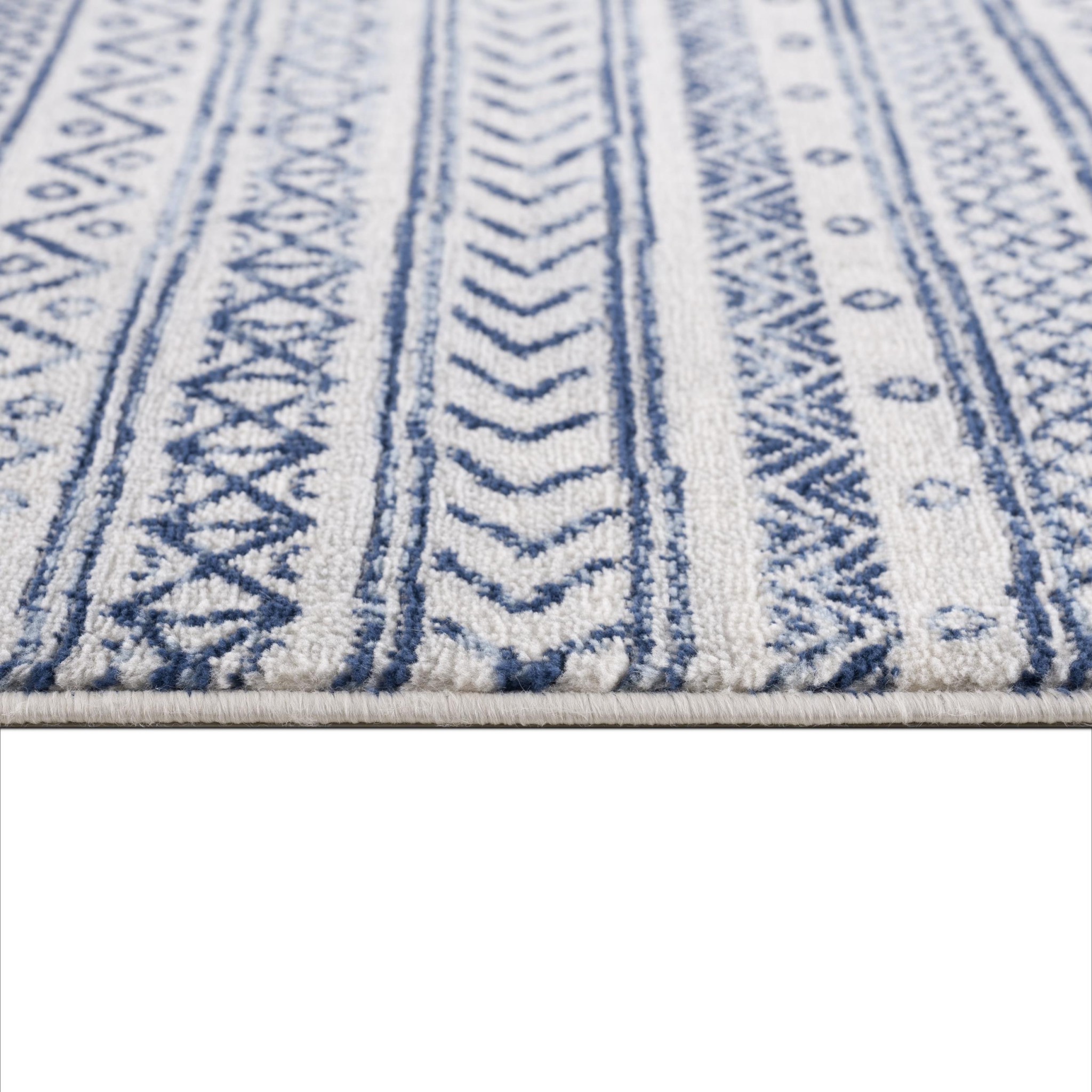 8 X 11 Navy Blue Decorative Stripes Area Rug