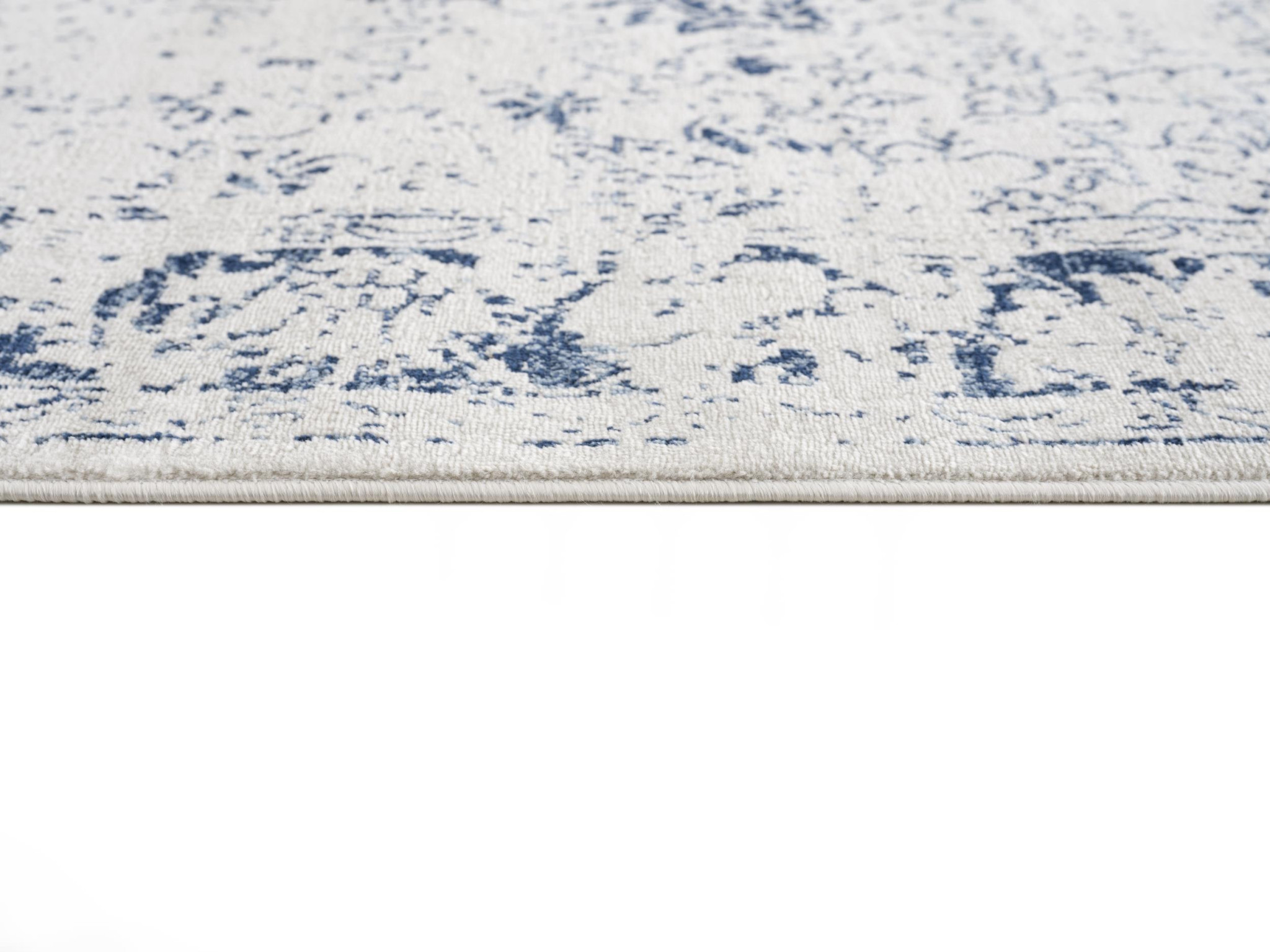 8" X 11" Navy Blue Distressed Floral Area Rug