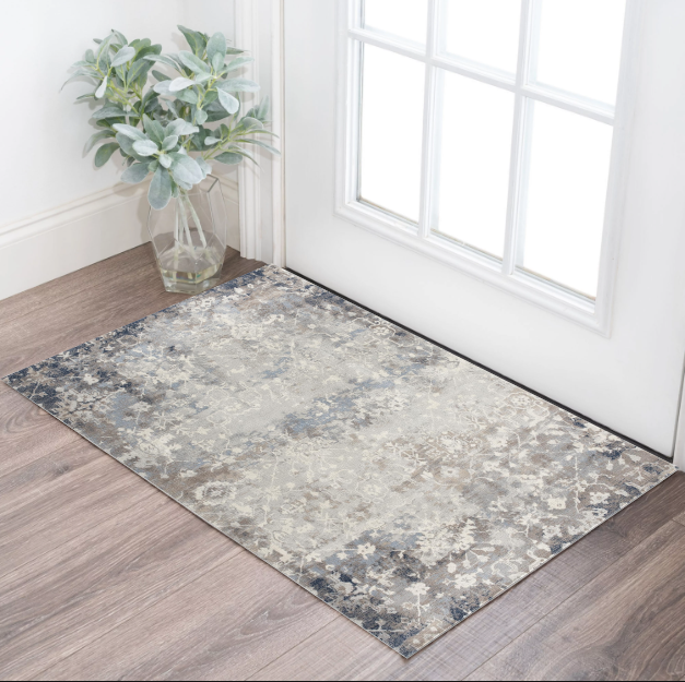 2’ X 3’ Navy And Beige Distressed Vines Scatter Rug-390174-1
