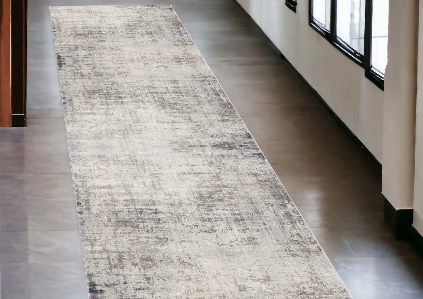 2' X 13' Navy Blue Distressed Striations Runner Rug-390185-1
