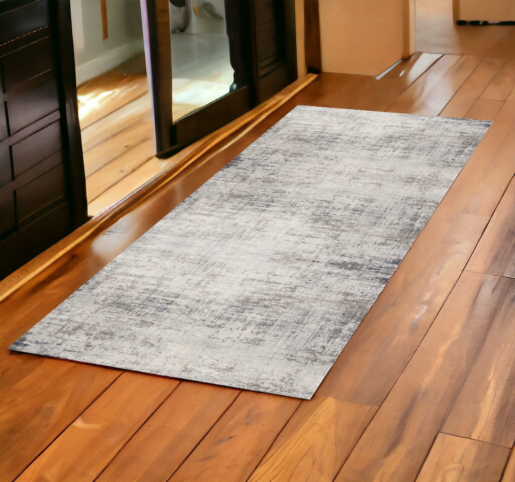 2' X 6' Navy Blue Distressed Striations Area Rug-390192-1