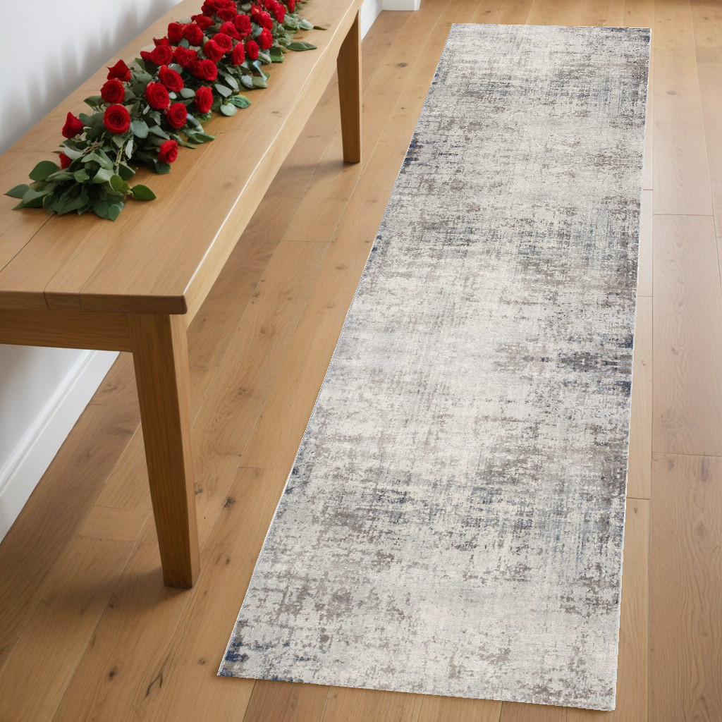 2' X 8' Navy Blue Distressed Striations Runner Rug-390193-1
