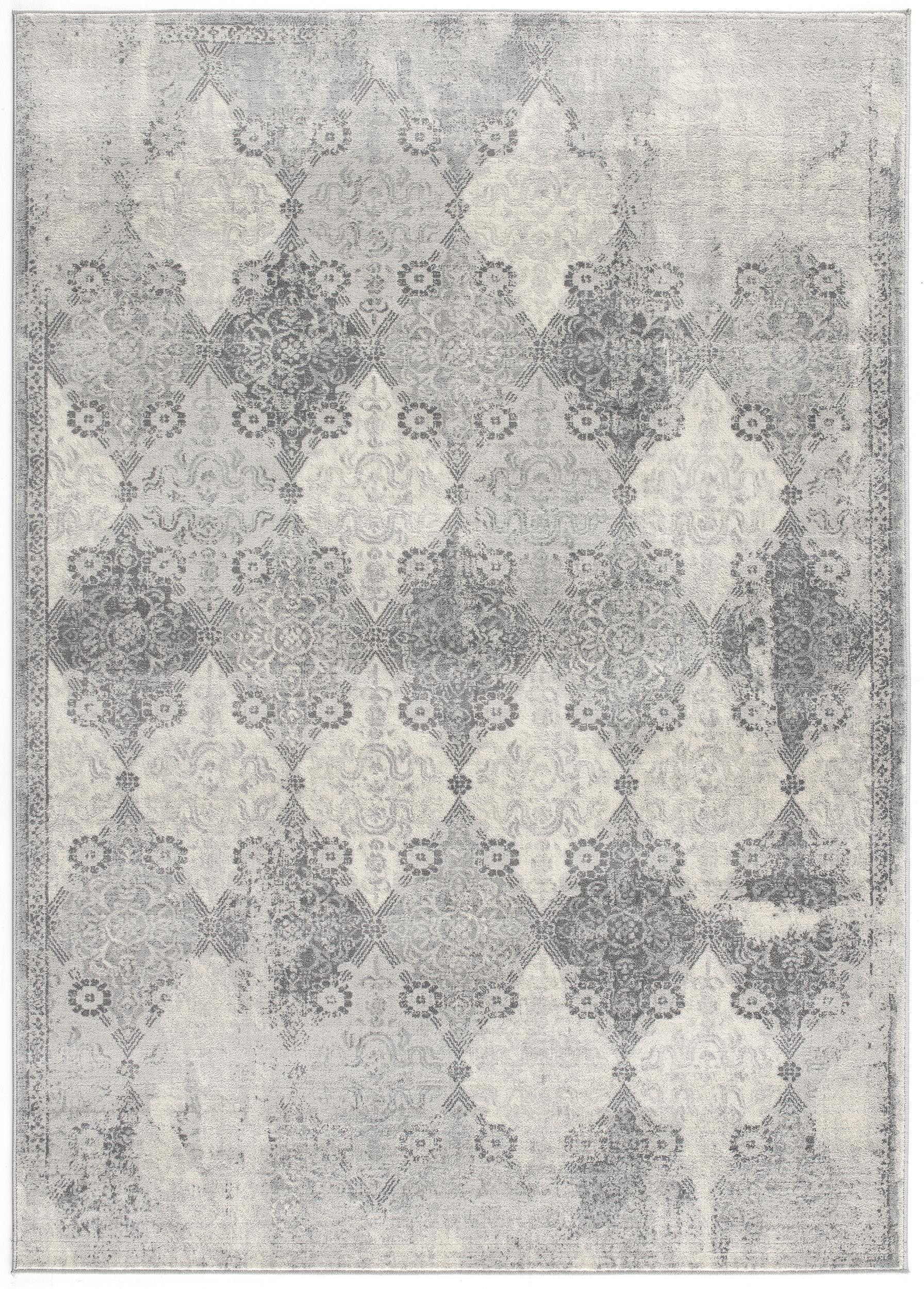 8" X 11" Gray Distressed Trellis Pattern Area Rug