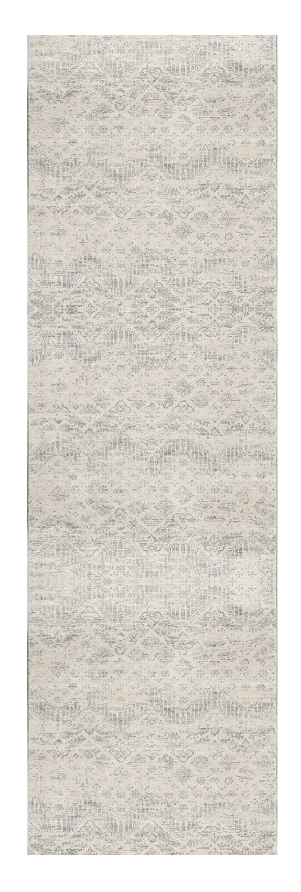2" X 6" Ivory Distressed Ikat Pattern Area Rug
