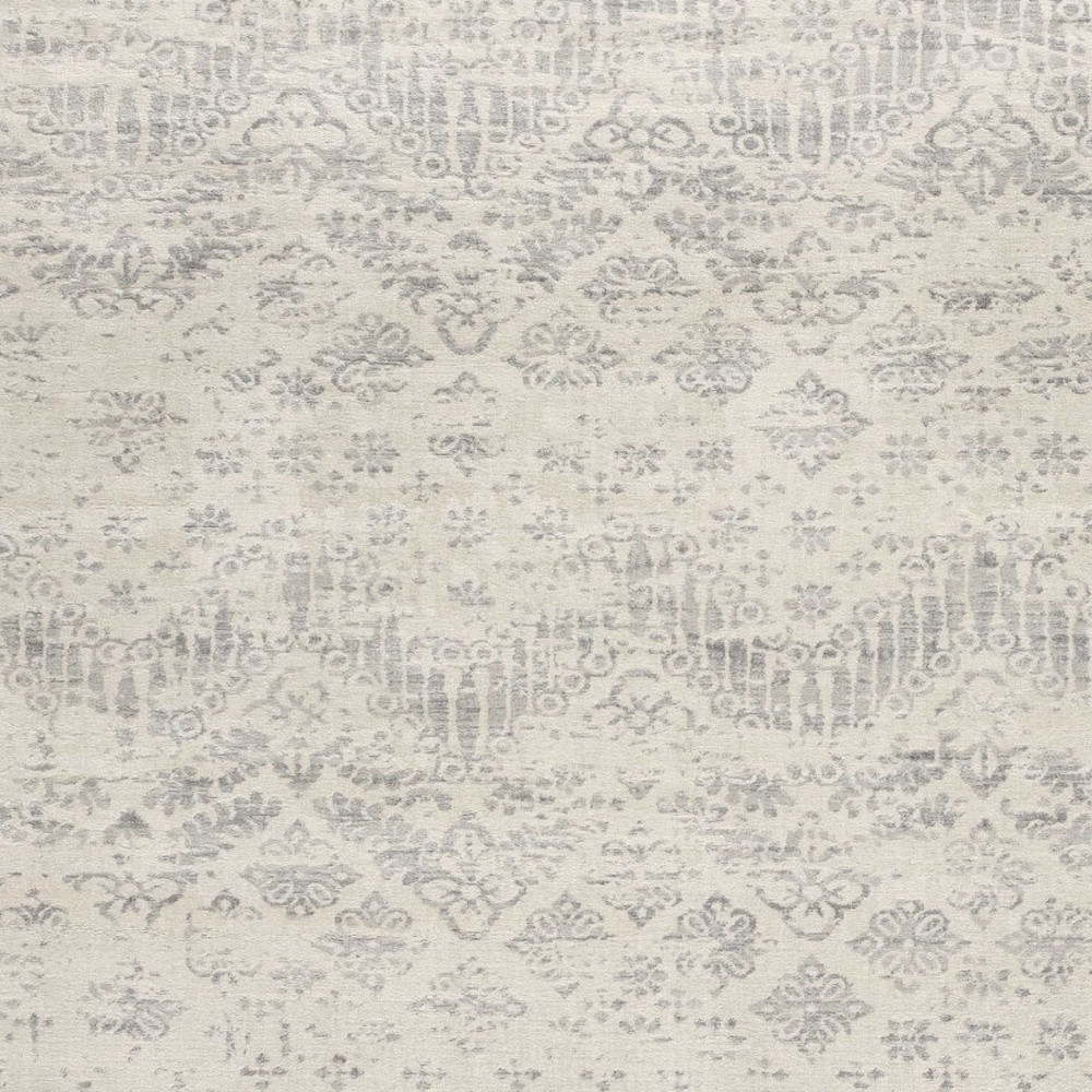 2" X 6" Ivory Distressed Ikat Pattern Area Rug