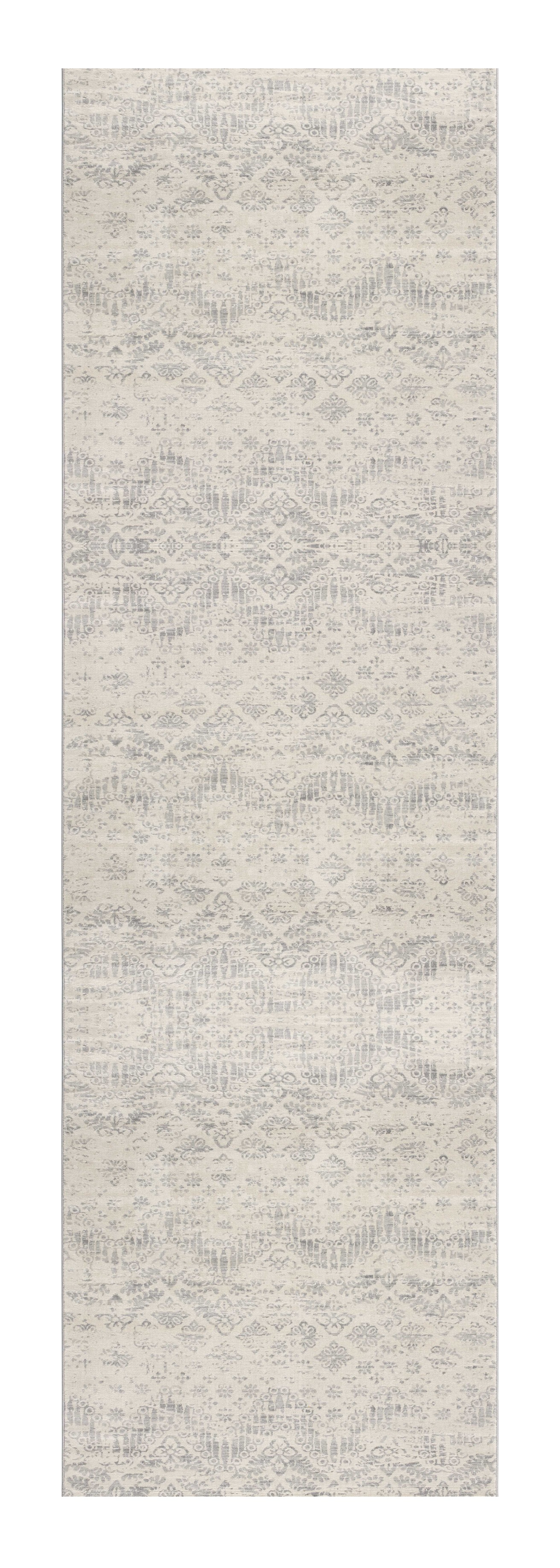 2" X 8" Ivory Distressed Ikat Pattern Runner Rug