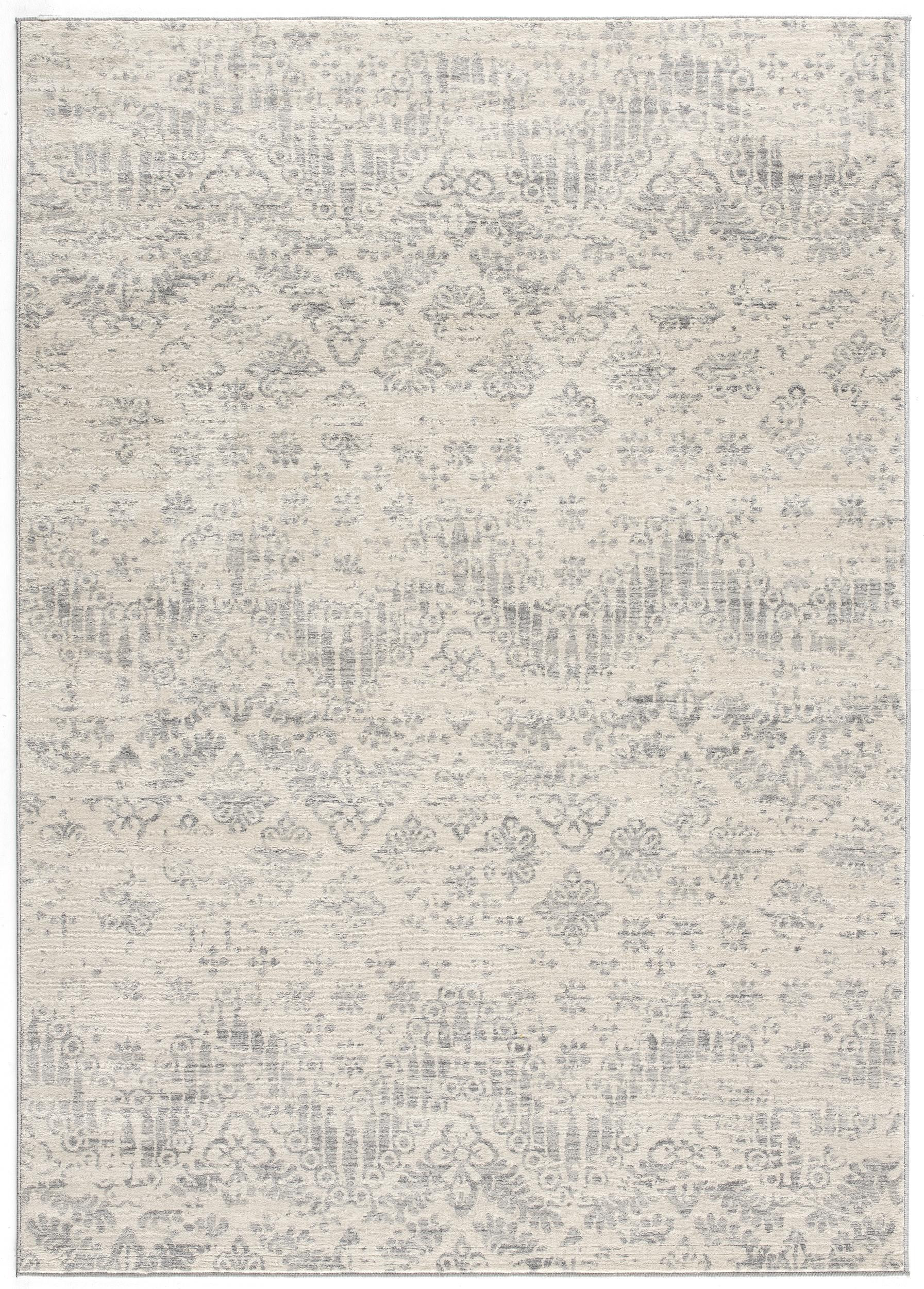 8" X 11" Ivory Distressed Ikat Pattern Area Rug