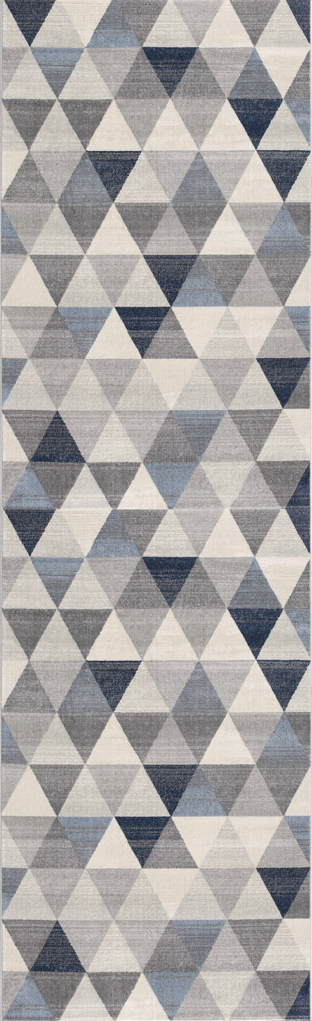 2" X 10" Navy Blue Geometric Diamond Runner Rug