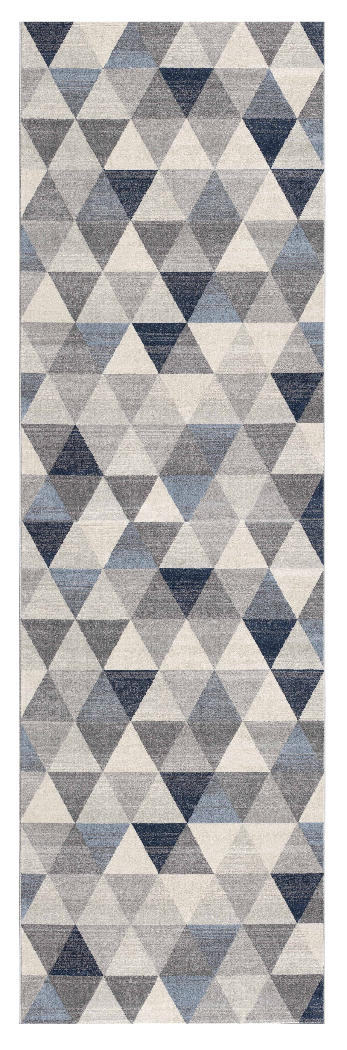 2" X 13" Navy Blue Geometric Diamond Runner Rug