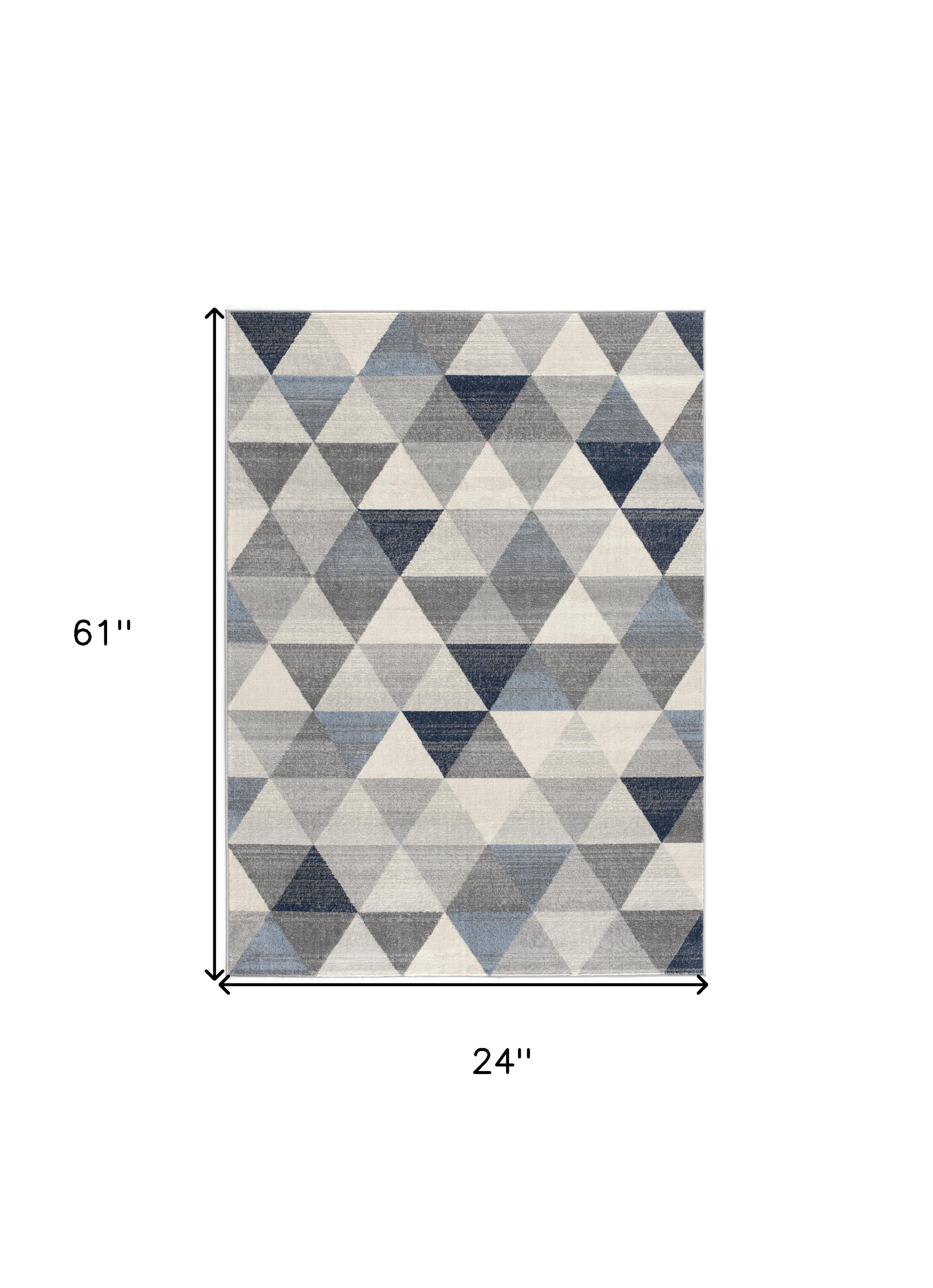 2" X 5" Navy Blue Geometric Diamond Area Rug