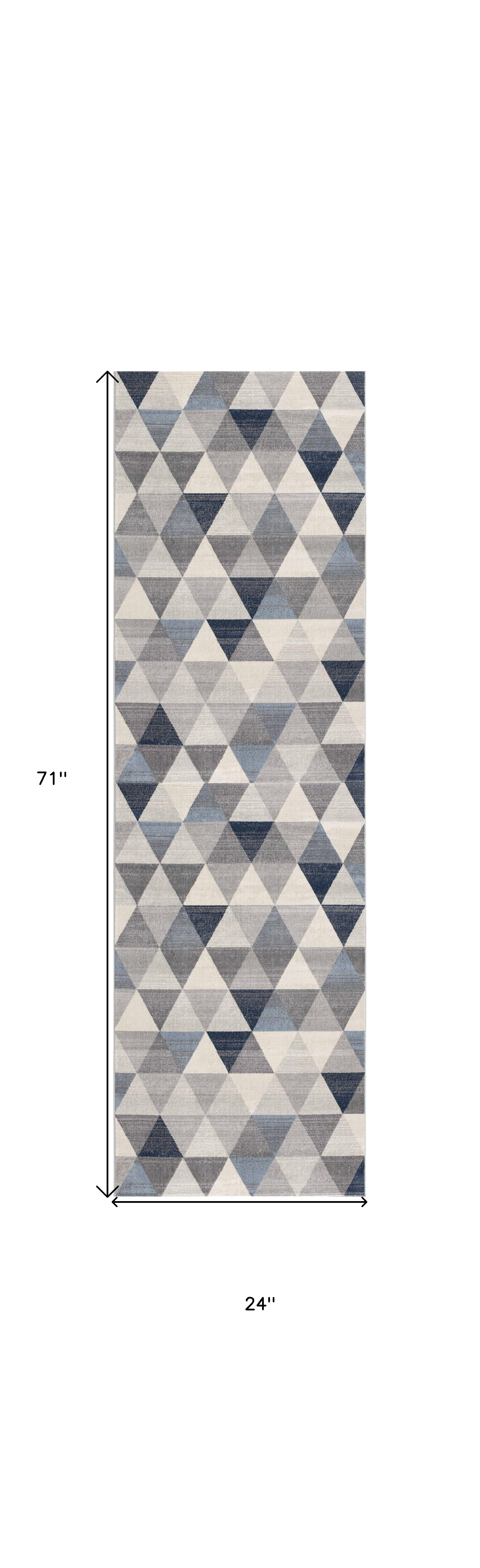 2" X 6" Navy Blue Geometric Diamond Area Rug