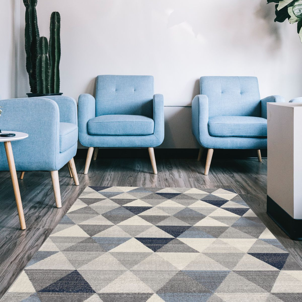 8" X 11" Navy Blue Geometric Diamond Area Rug