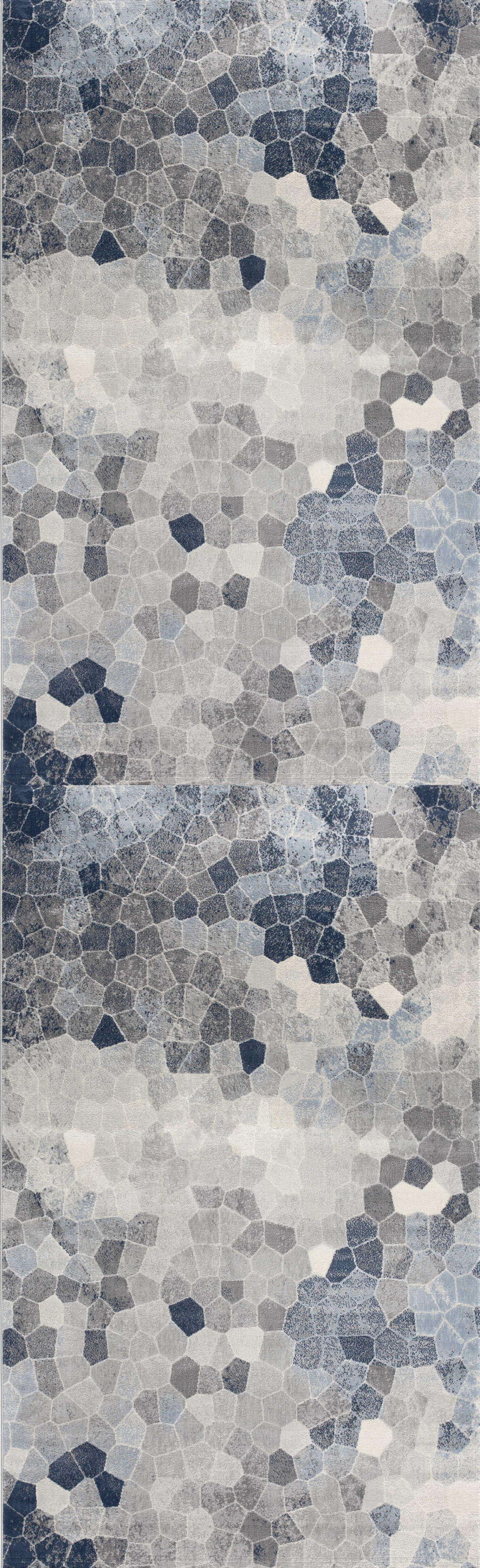 2" X 20" Navy Blue Cobblestone Pattern Runner Rug