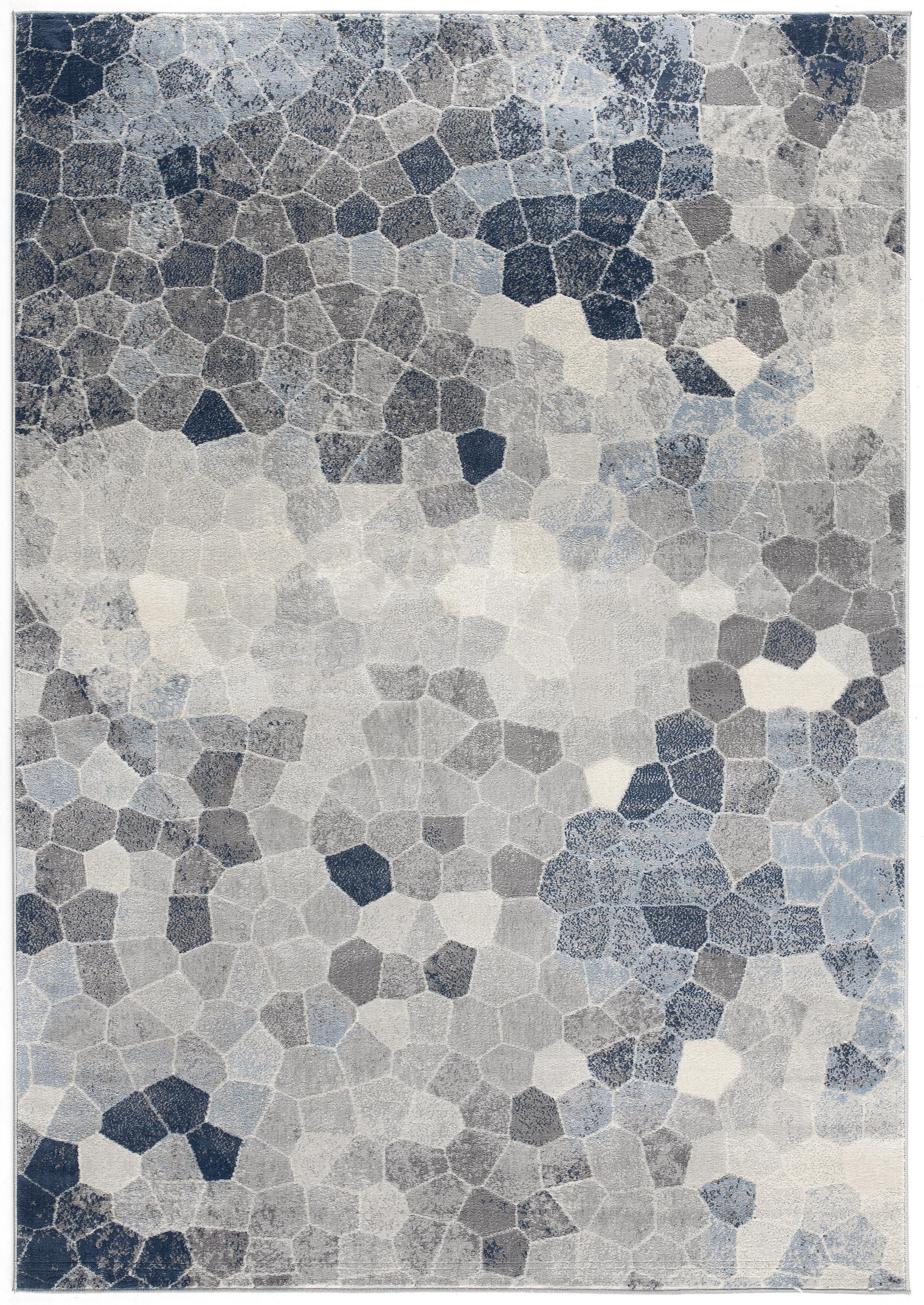 2" X 5" Navy Blue Cobblestone Pattern Area Rug