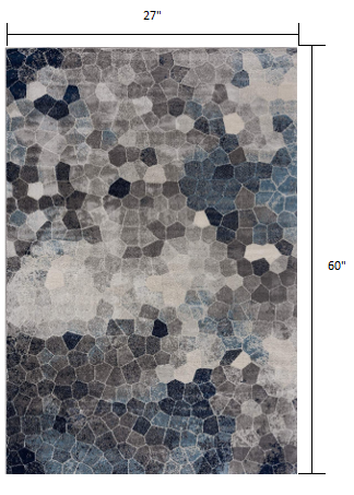 2" X 5" Navy Blue Cobblestone Pattern Area Rug