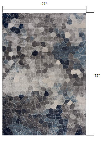 2" X 6" Navy Geometric Area Rug