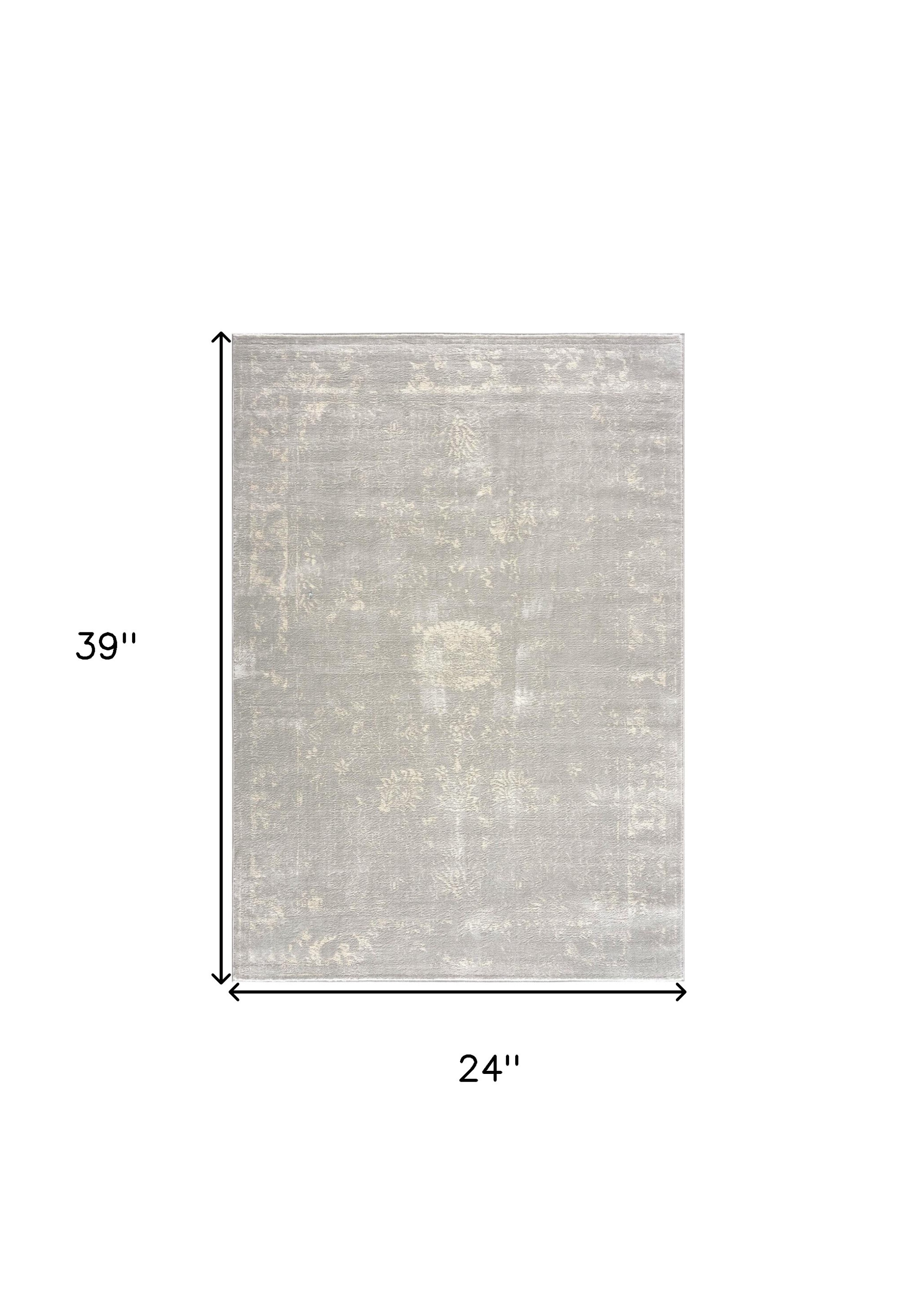 2" X 3" Modern Gray Distressed Scatter Rug
