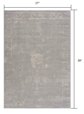 2" X 3" Modern Gray Distressed Scatter Rug