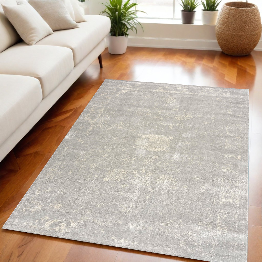 5" X 8" Modern Gray Distressed Area Rug