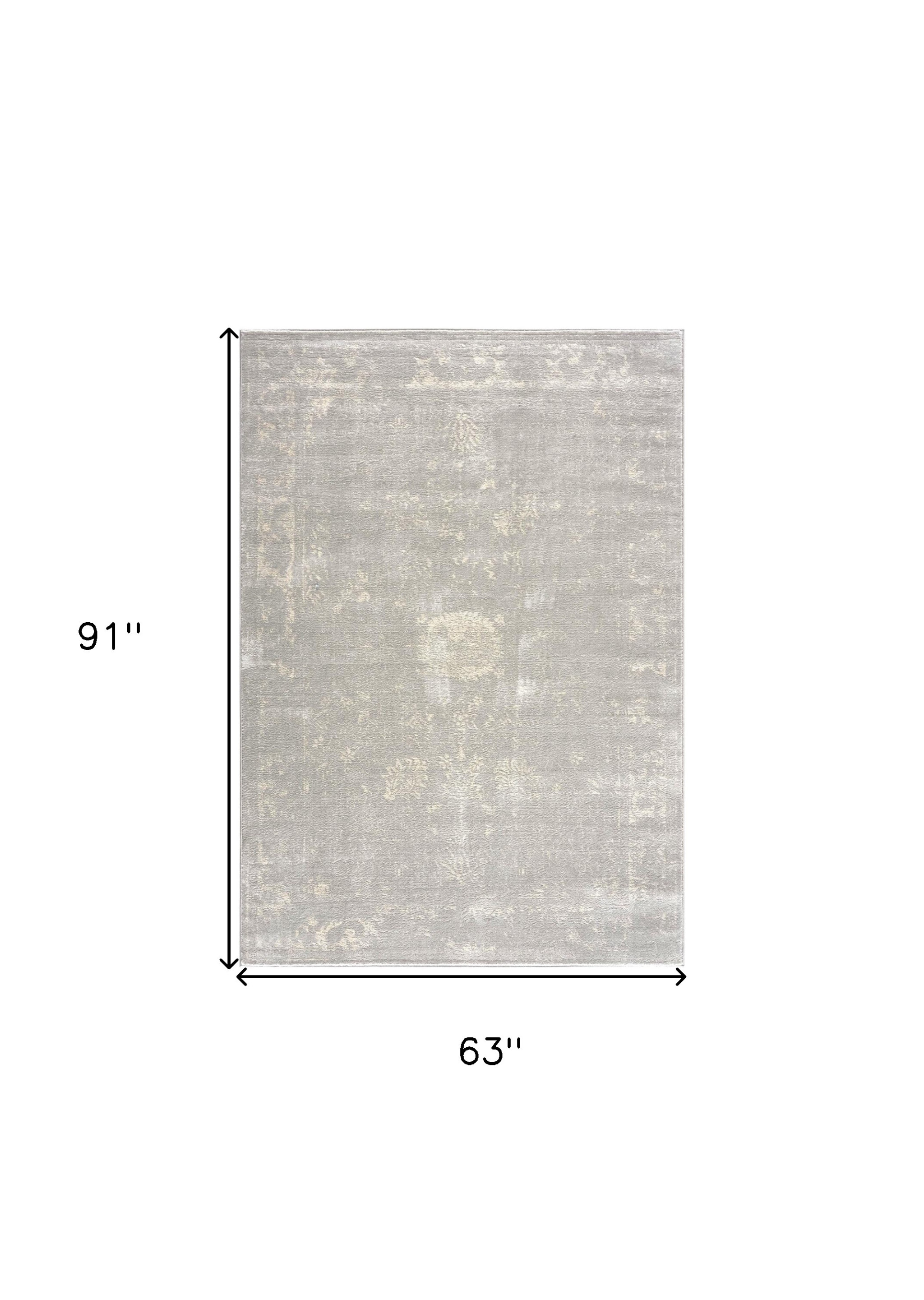 5" X 8" Modern Gray Distressed Area Rug