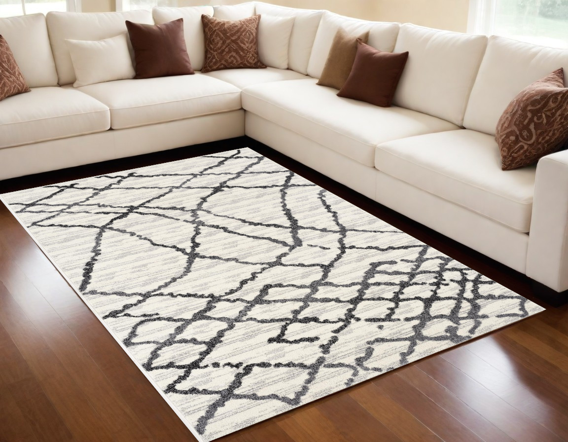 5’ X 8’ Gray And Black Modern Abstract Area Rug-390300-1
