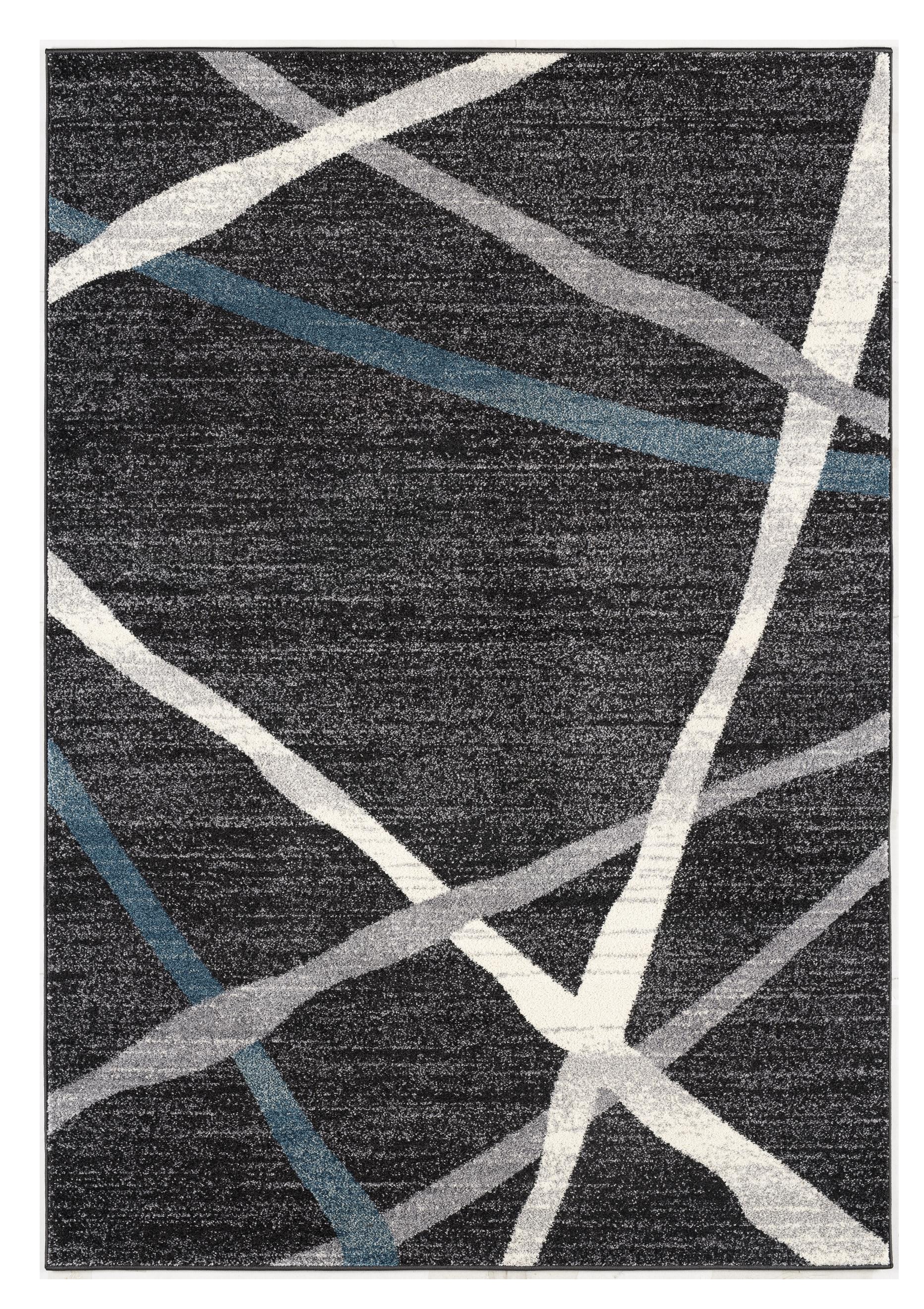 4" X 6" Distressed Black And Gray Abstract Area Rug