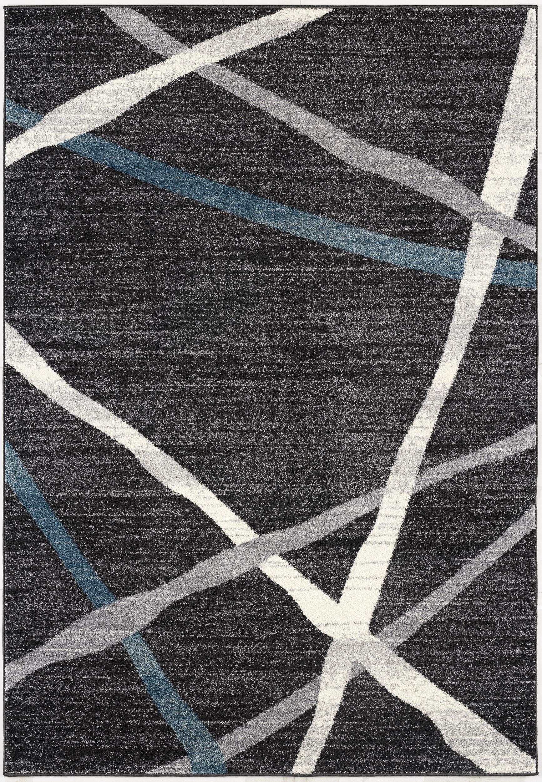 5" X 8" Distressed Black And Gray Abstract Area Rug
