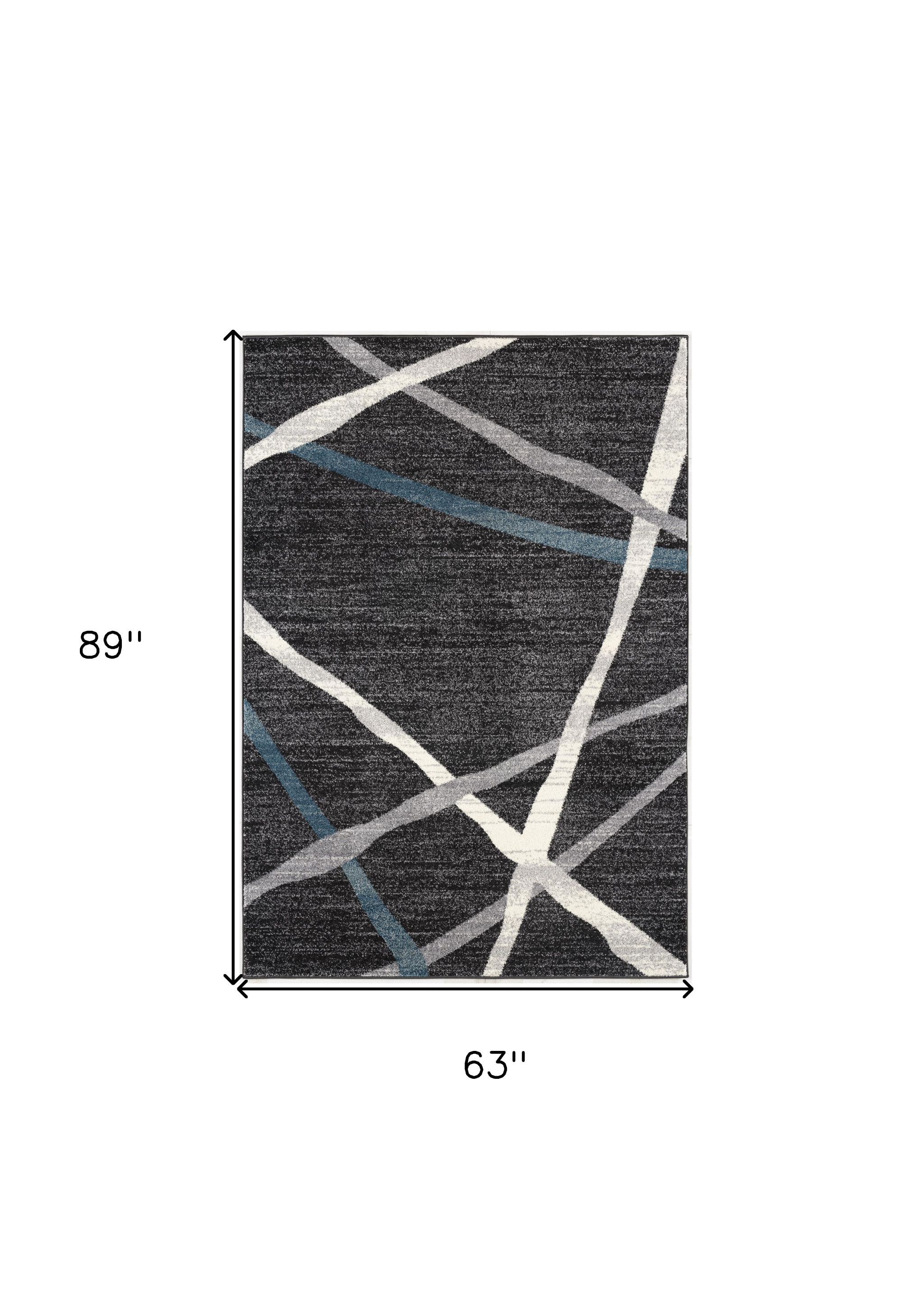 5" X 8" Distressed Black And Gray Abstract Area Rug