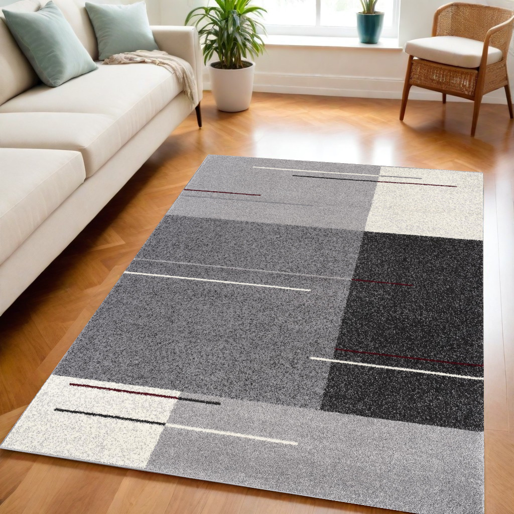 5" X 8" Gray Modern Geometric Area Rug