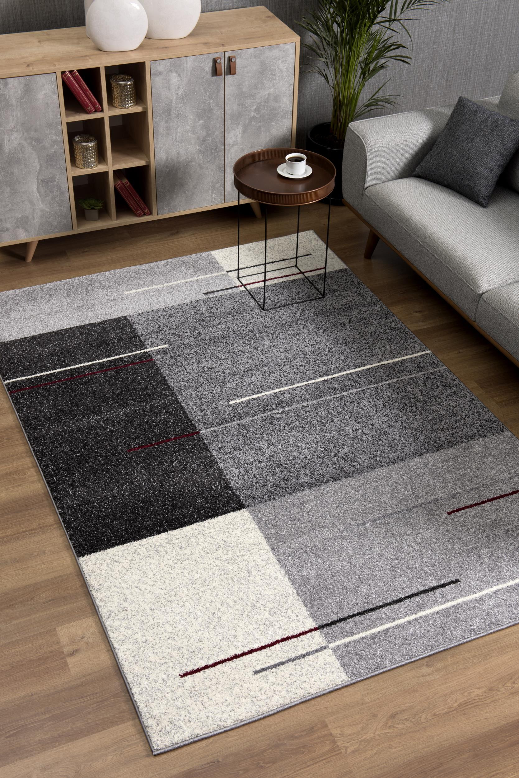 8" X 11" Gray Modern Geometric Area Rug