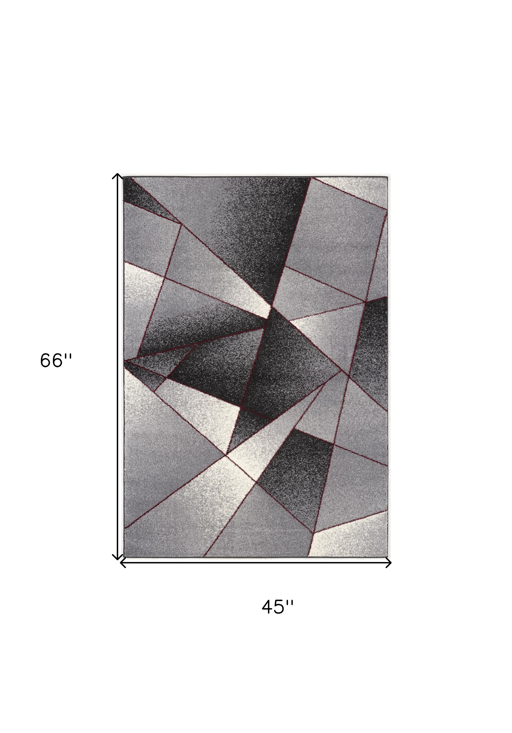 4" X 6" Grey Red Geometric Area Rug