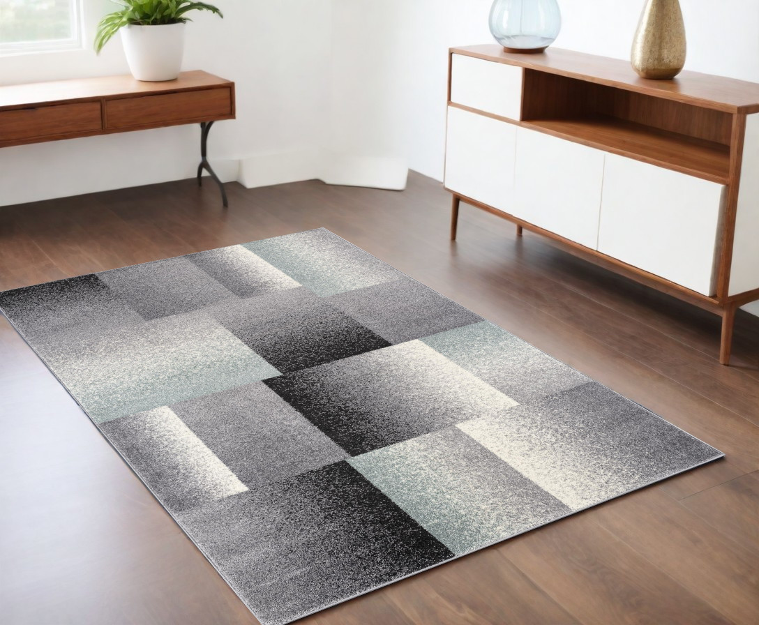 4' X 6’ Gray Modern Geometric Area Rug-390338-1