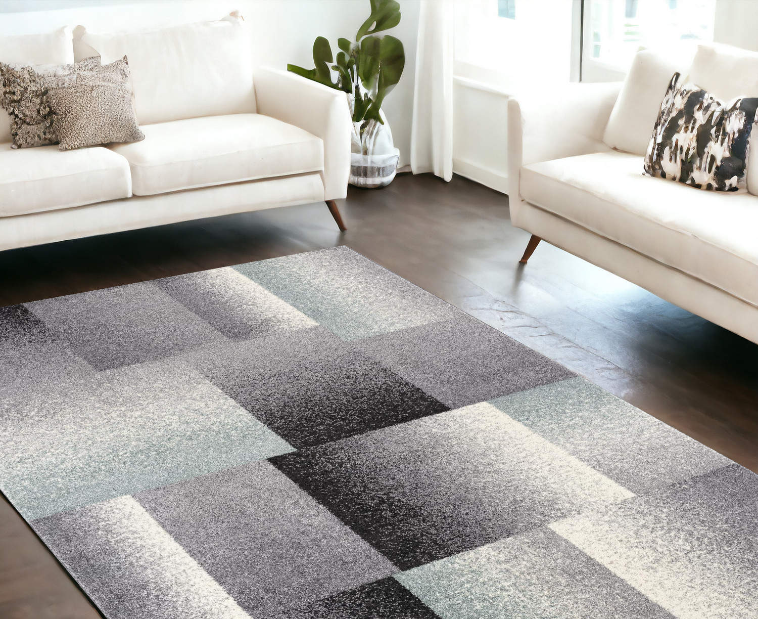 7' X 9’ Gray Modern Geometric Area Rug-390341-1