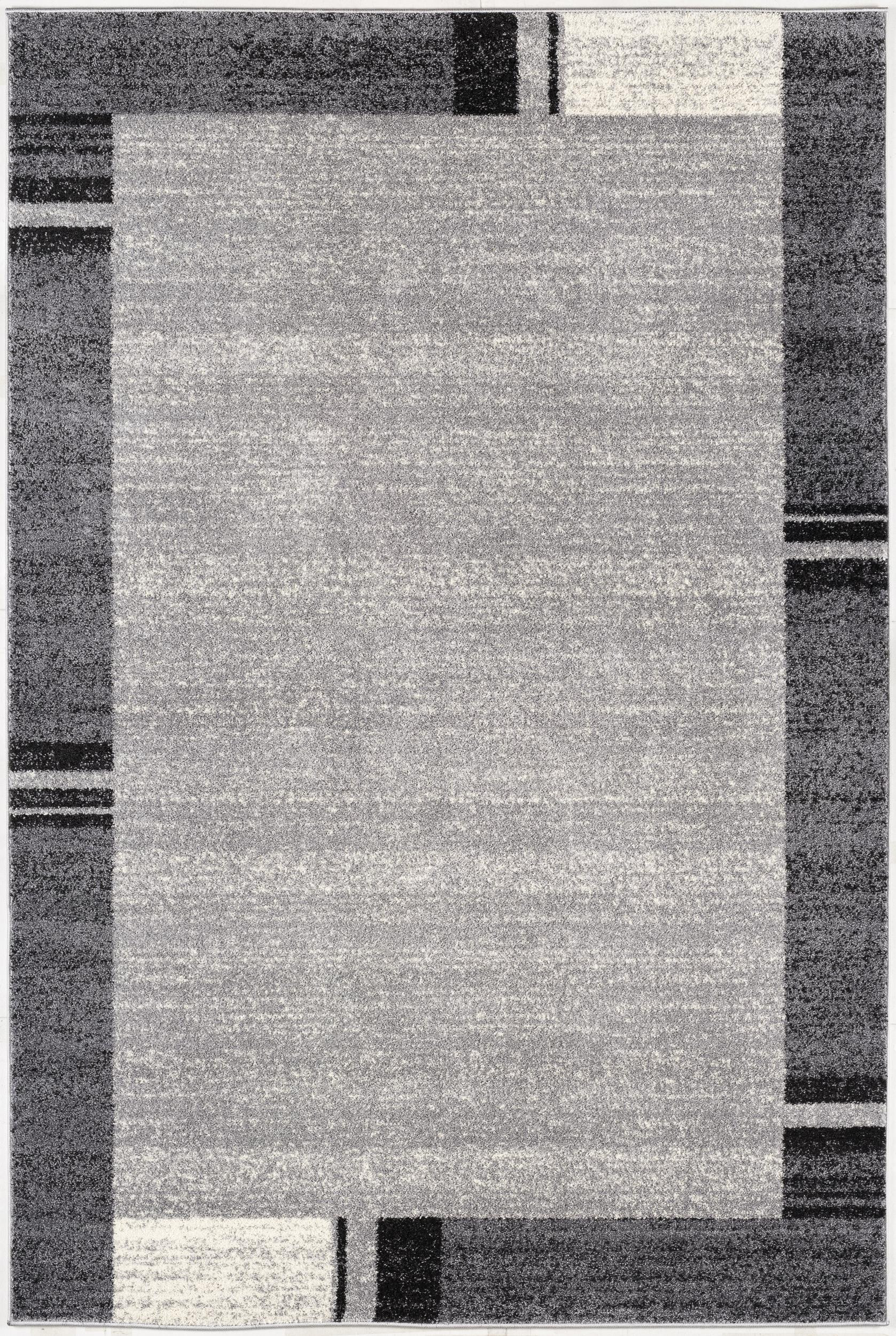 8" X 11" Gray Modern Bordered Area Rug