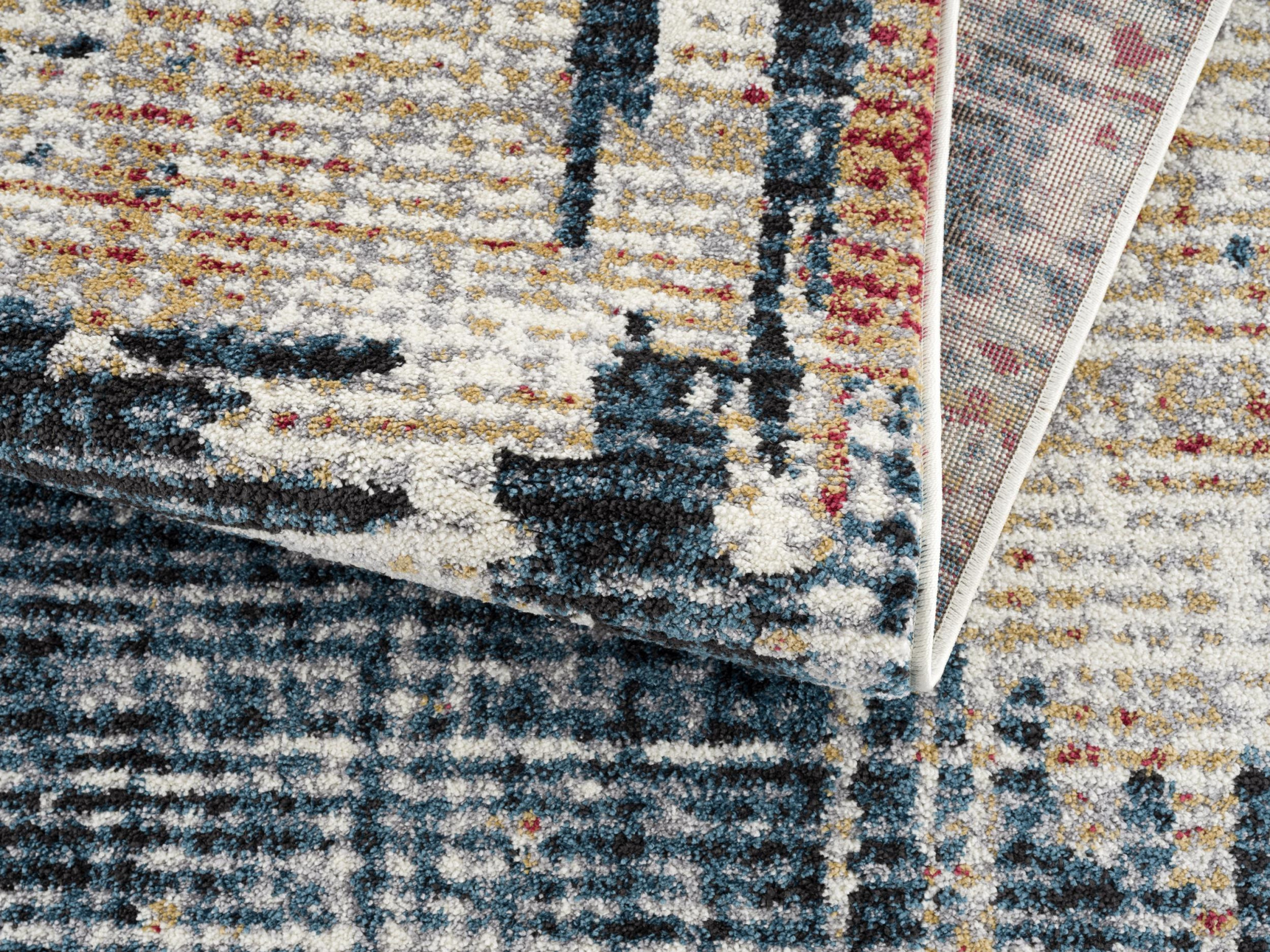 5" X 7" Blue And Ivory Abstract Area Rug