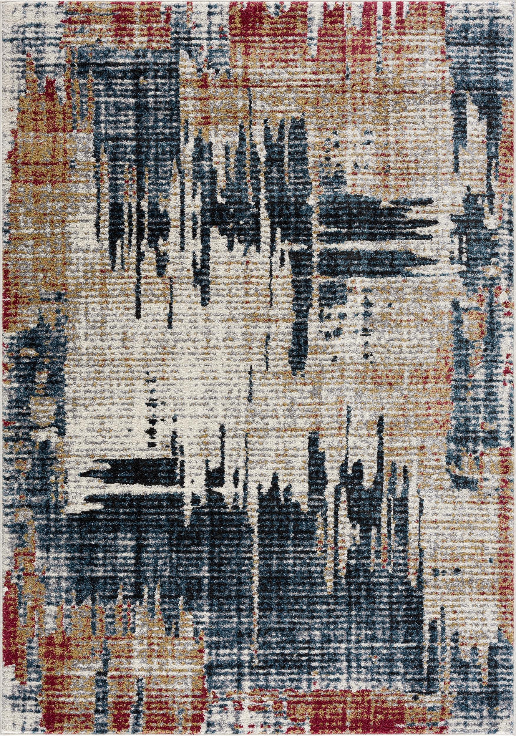 8' X 11' Blue And Ivory Abstract Area Rug-390375-1