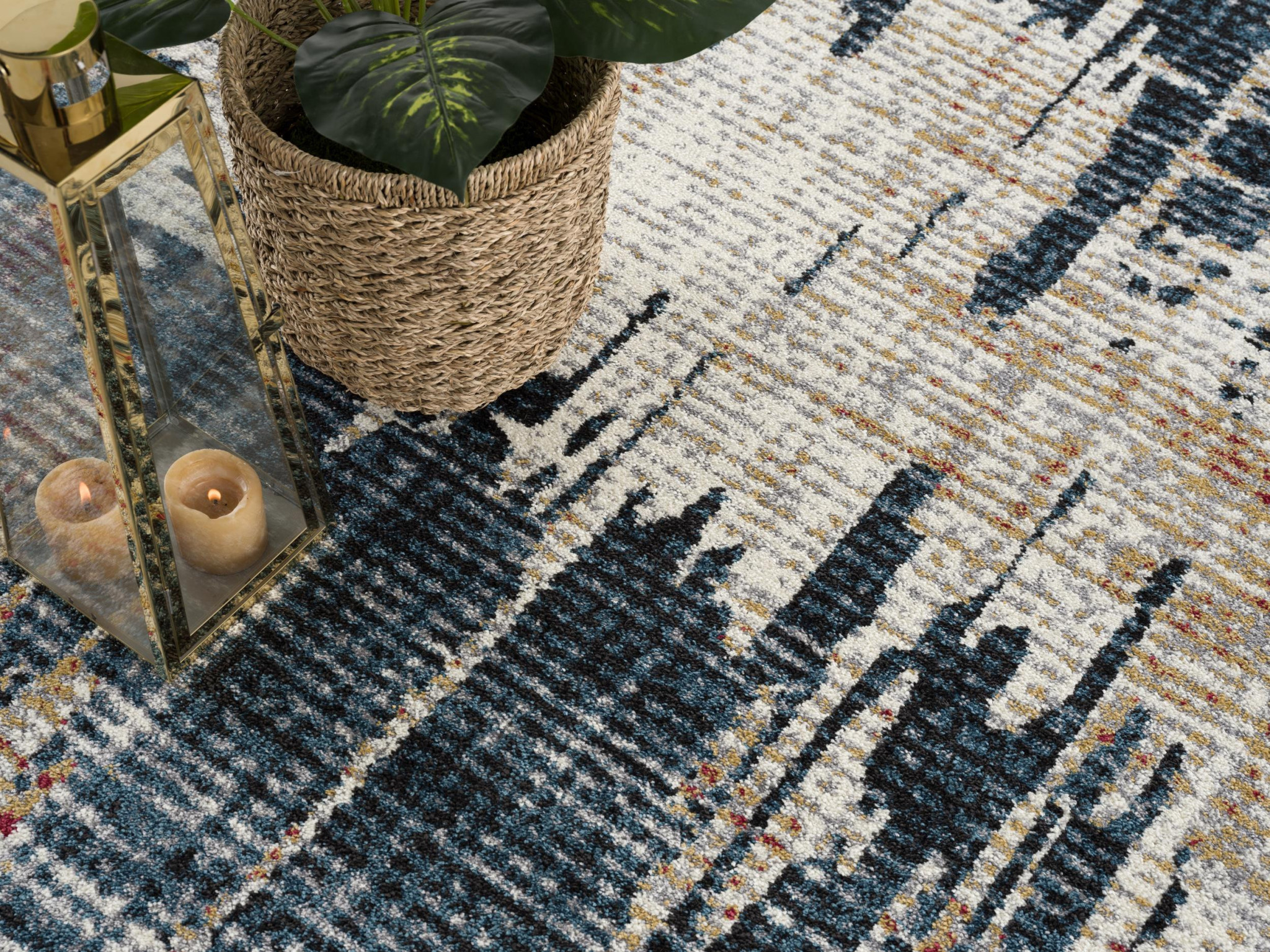 8" X 11" Blue And Ivory Abstract Area Rug