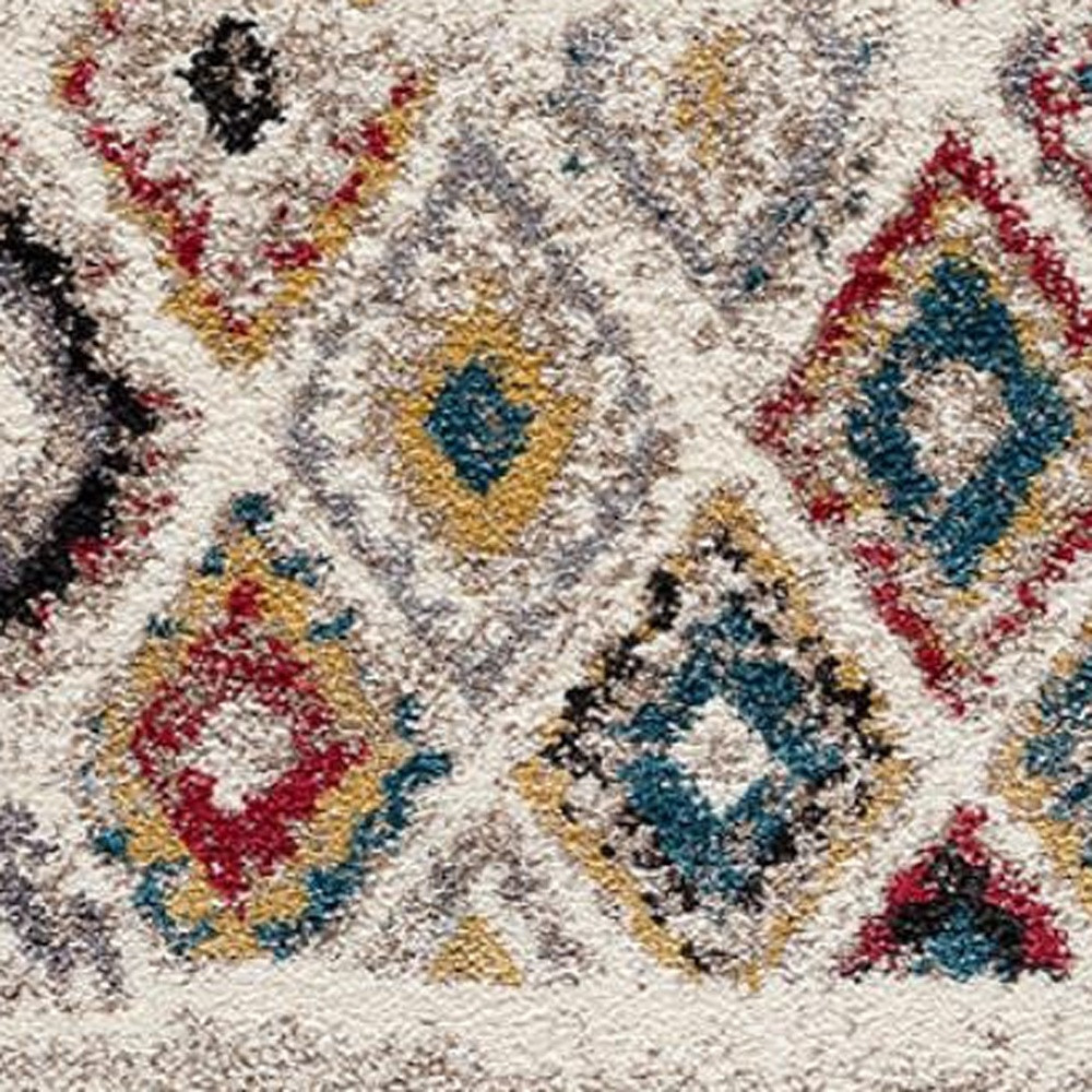 8 X 11 Cream Abstract Geo Diamonds Area Rug