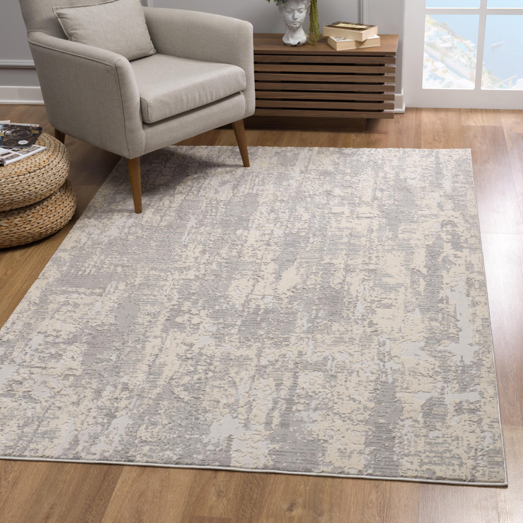 4" X 6" Gray Metro Modern Abstract Area Rug