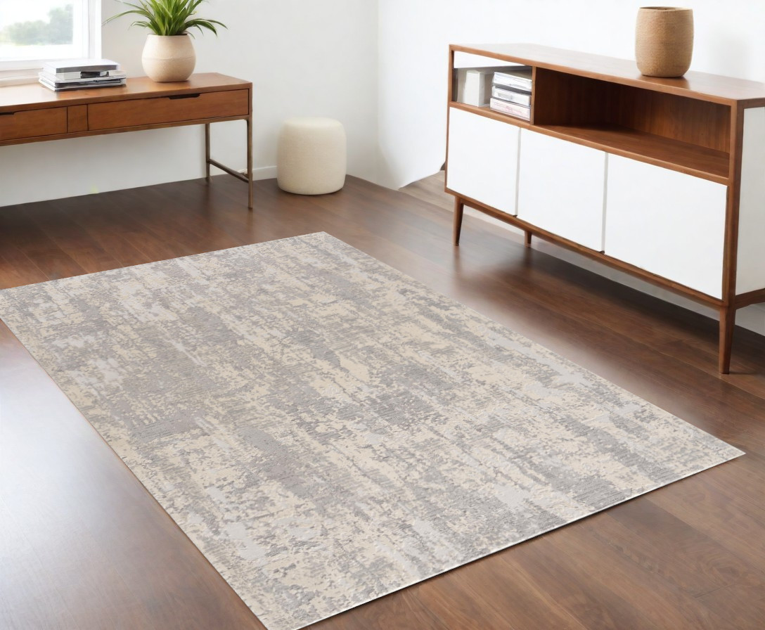4" X 6" Gray Metro Modern Abstract Area Rug