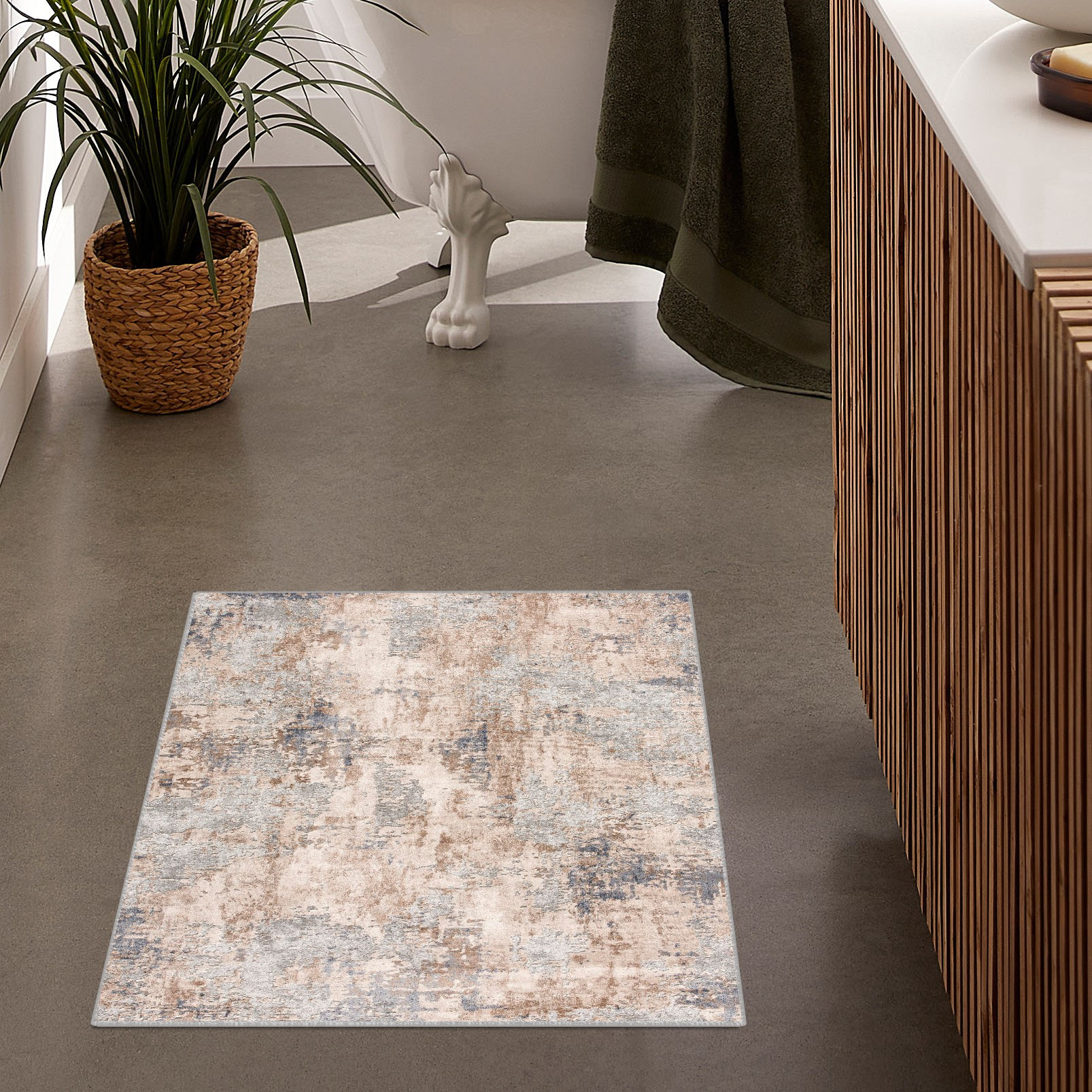 3" X 5" Beige Abstract Dhurrie Area Rug