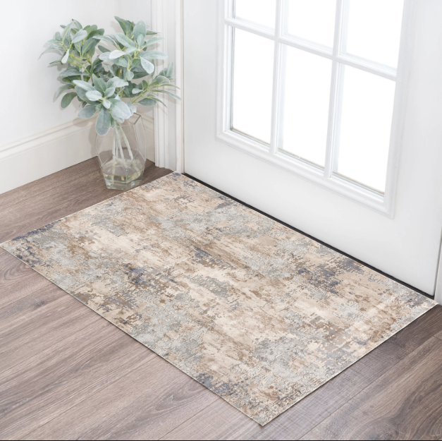 3" X 5" Beige Abstract Dhurrie Area Rug