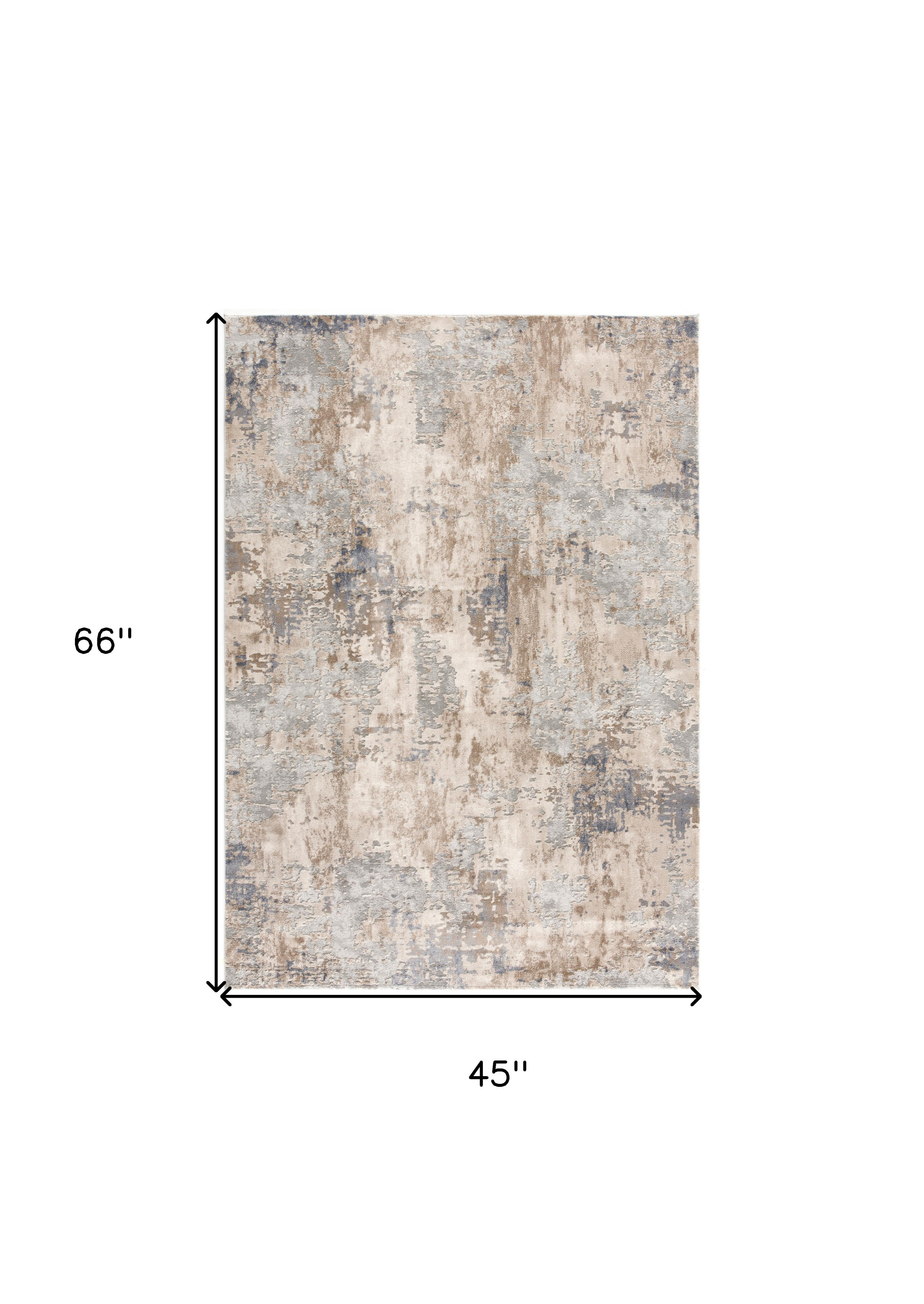 4" X 6" Beige And Ivory Abstract Area Rug