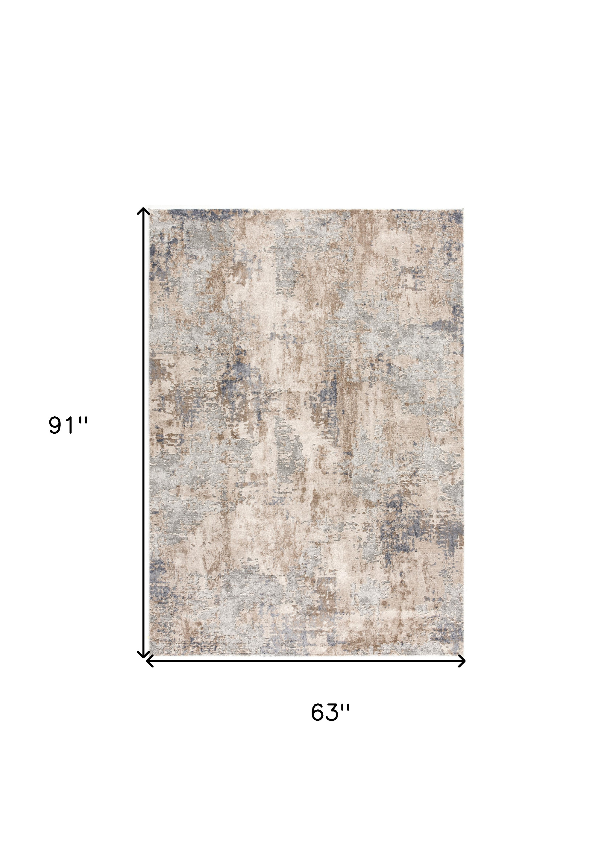 5" X 8" Beige And Ivory Abstract Area Rug