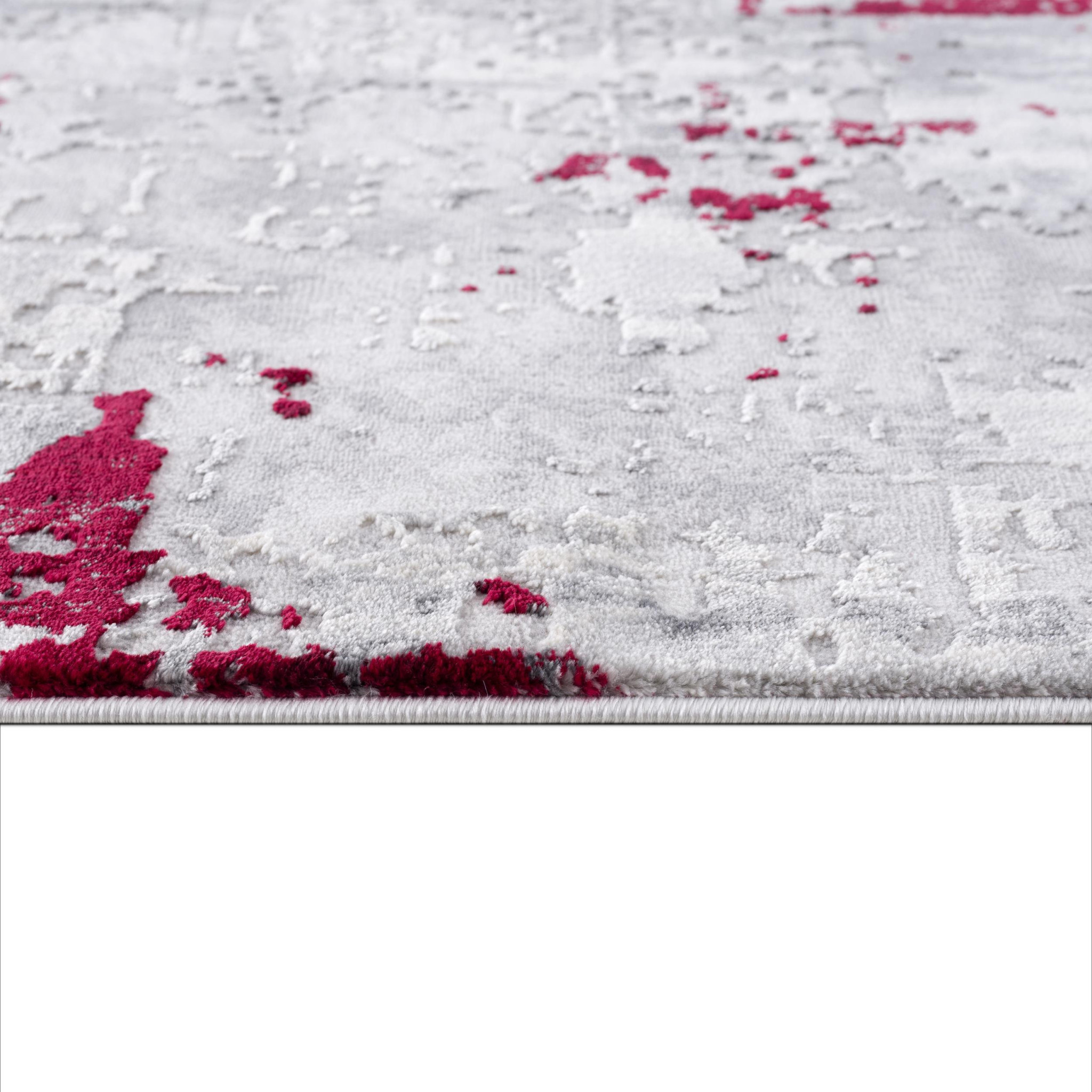 4" X 6" Red Abstract Dhurrie Area Rug