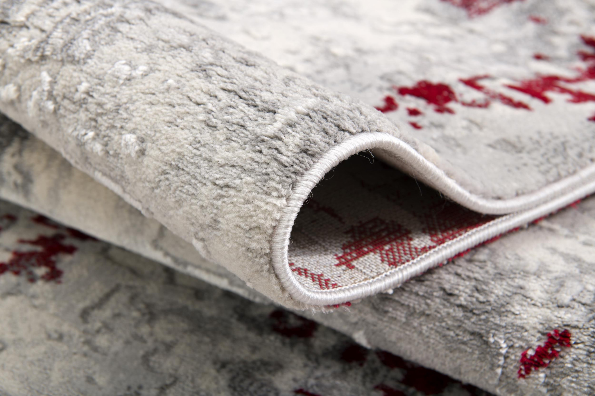 9" X 13" Red and Gray Modern Abstract Area Rug
