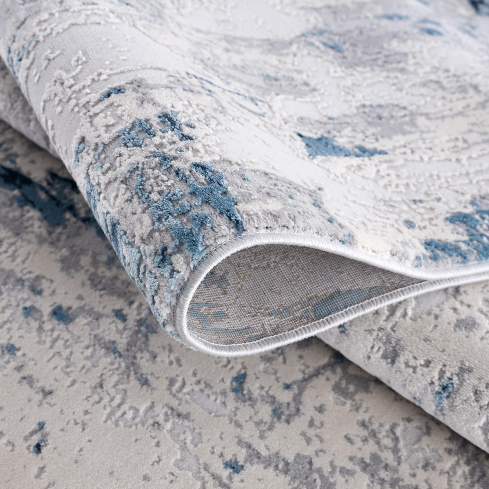 15" Blue Abstract Dhurrie Runner Rug